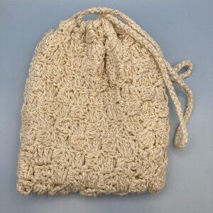 Crocheted  and Lined Drawstring  Wedding Bag  Special Keepsake  Bride  Hand Made